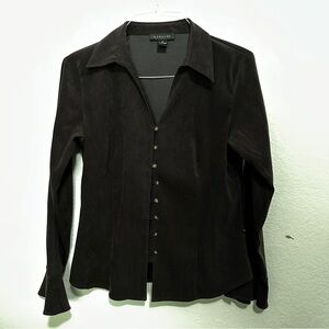 Harold's Brown Fitted Button Down Shirt Notched Collar